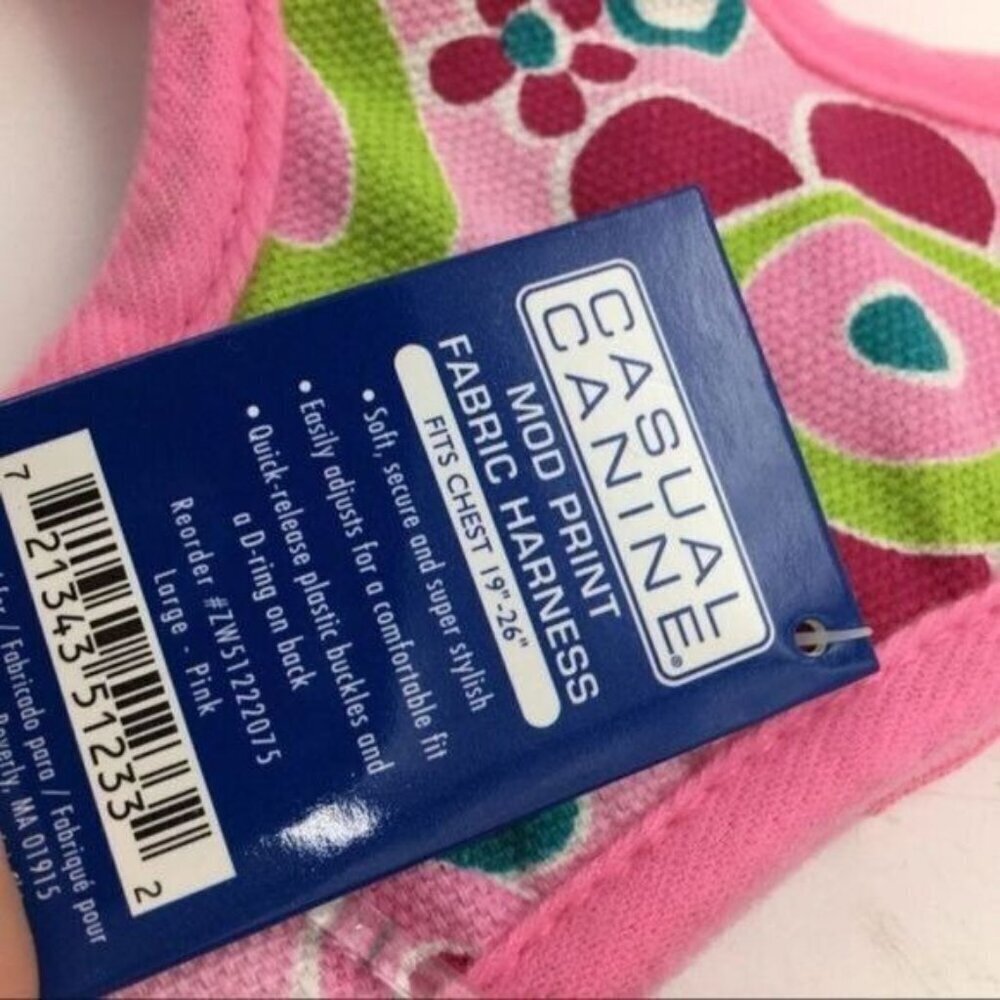 Dog Harness Casual Canine Pink Floral Mod Print Size Large New - Picture 7 of 8